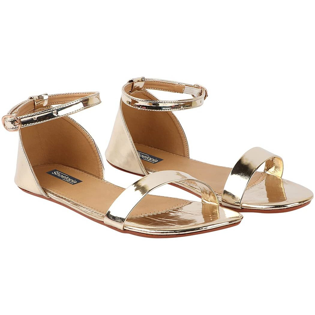 Shoetopia Women's Sandal (7 Uk) /Golden