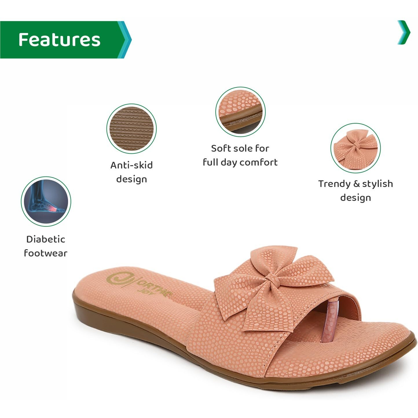 Ortho Joy Fancy Doctor Slipper For Women | Comfortable Stylish & Fashionable Footwear For Women