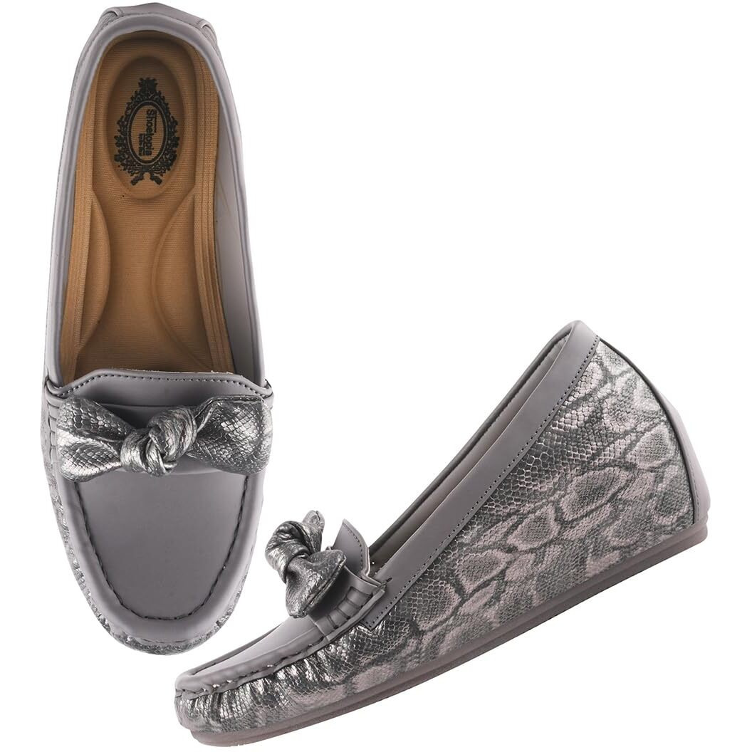 Shoetopia Women's Slip-On Loafers Grey