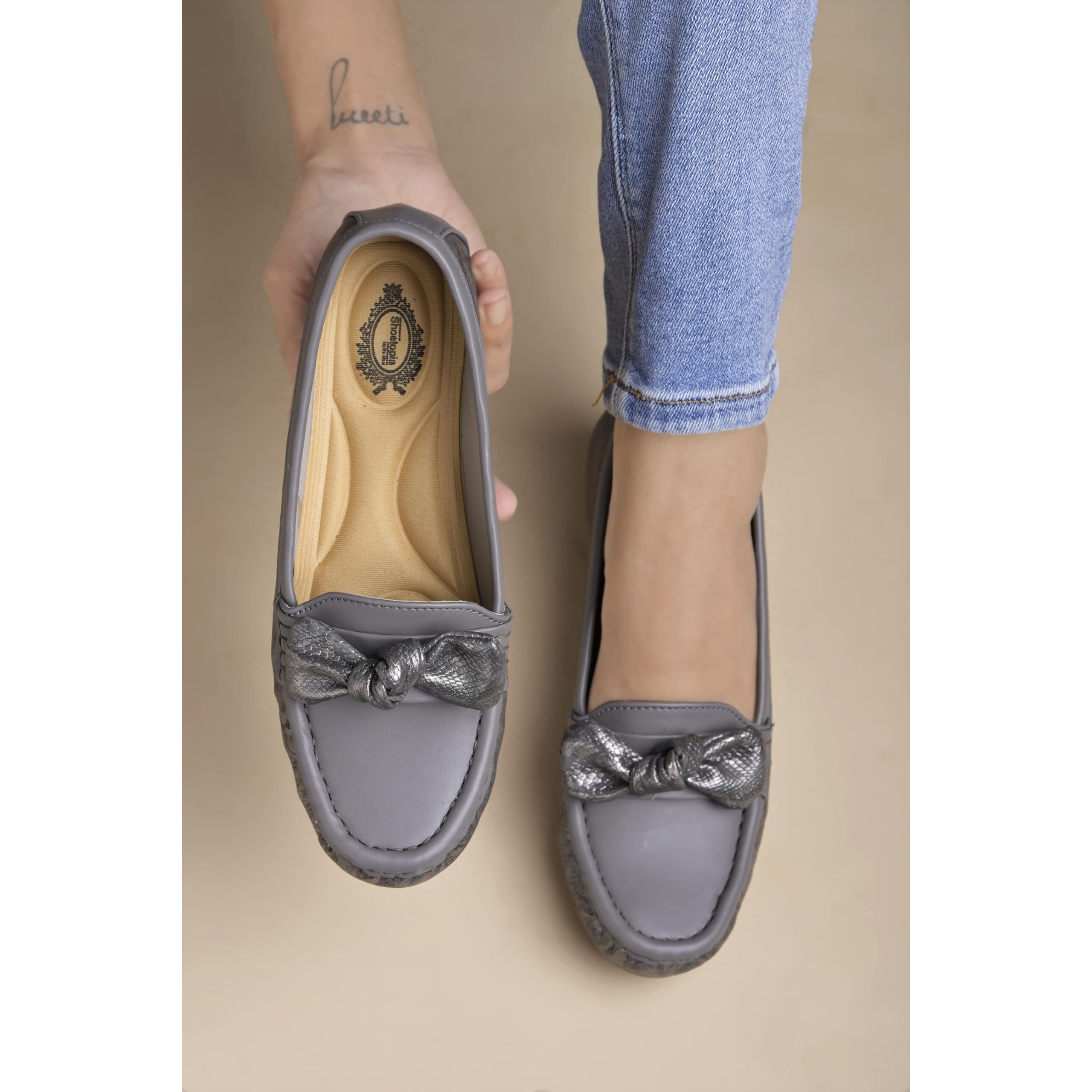 Shoetopia Women's Slip-On Loafers Grey