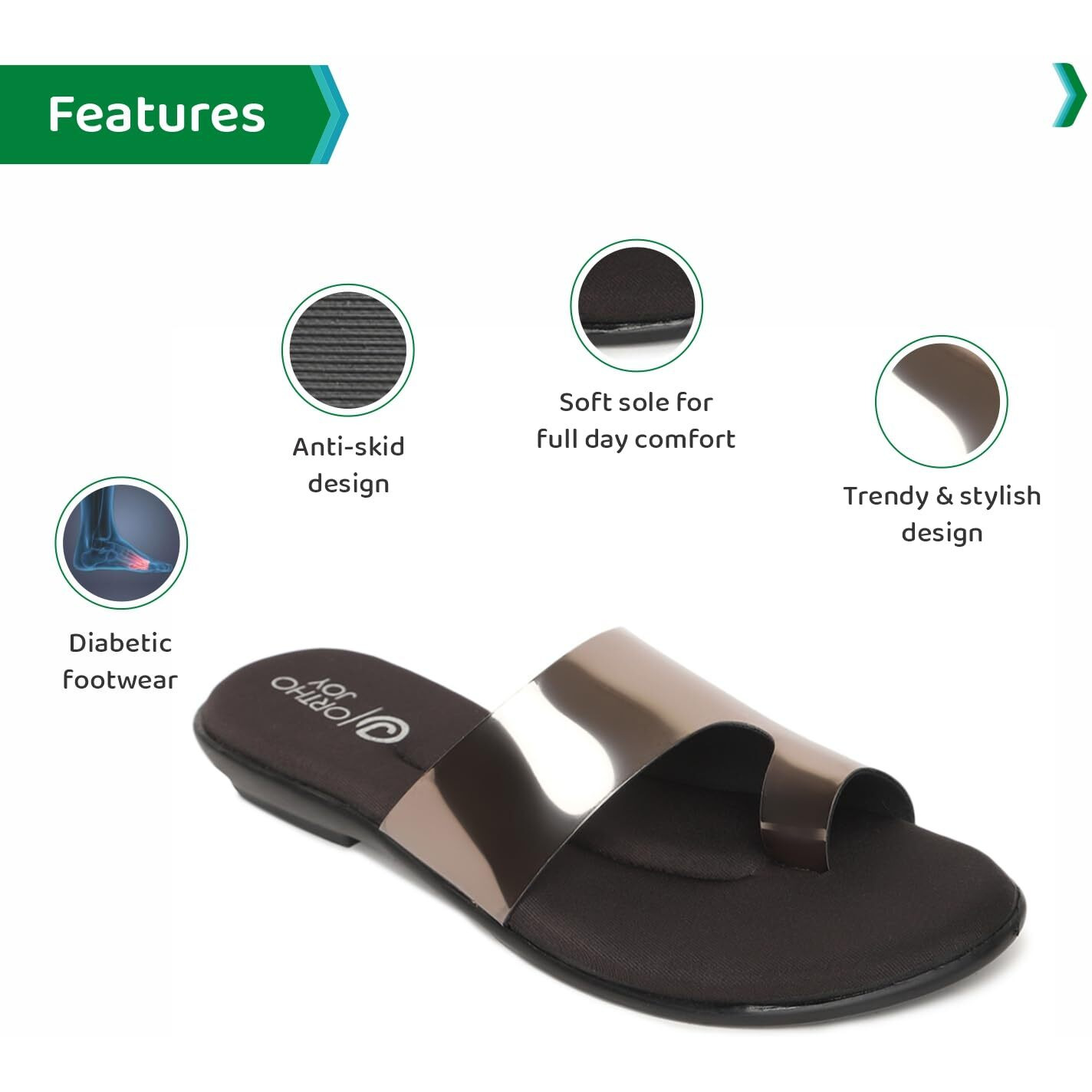 Ortho Joy Fancy Doctor Slippers | Soft Stylish Chappal For Women | Comfortable Flat Sandals For Women Stylish