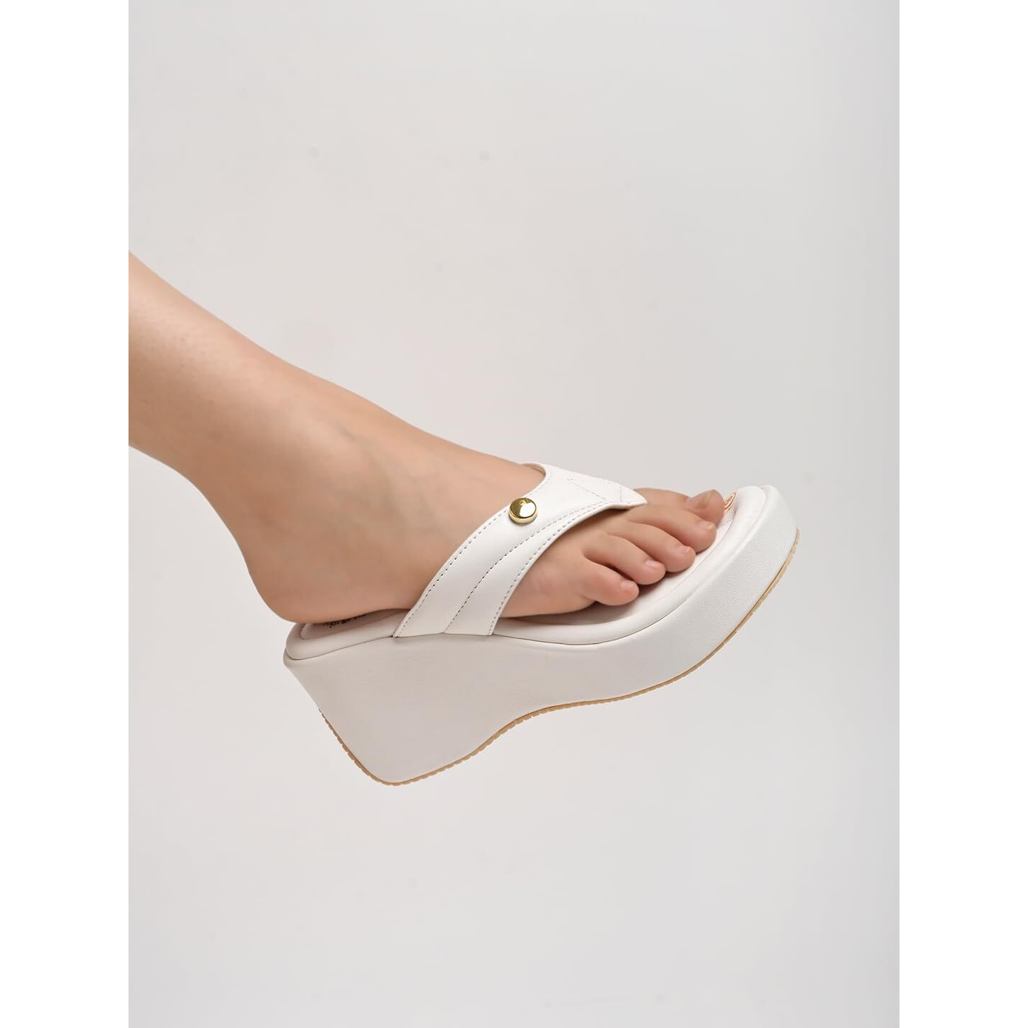 Shoetopia Women's Stylish & Durable Synthetic Wedge Sandals With Resin Footwear Comfort, Perfect For Casual & Dressy Occasions, Trendy Design, Adjustable Fit-White-Eu37