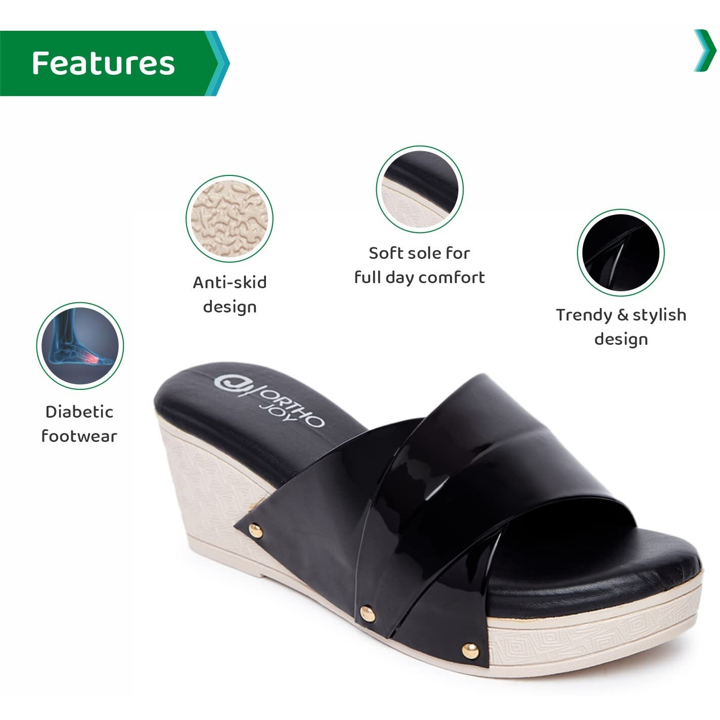 Ortho Joy Fancy Doctor Slippers | Soft Chappal For Women | Comfortable Wedges Sandals For Women Stylish