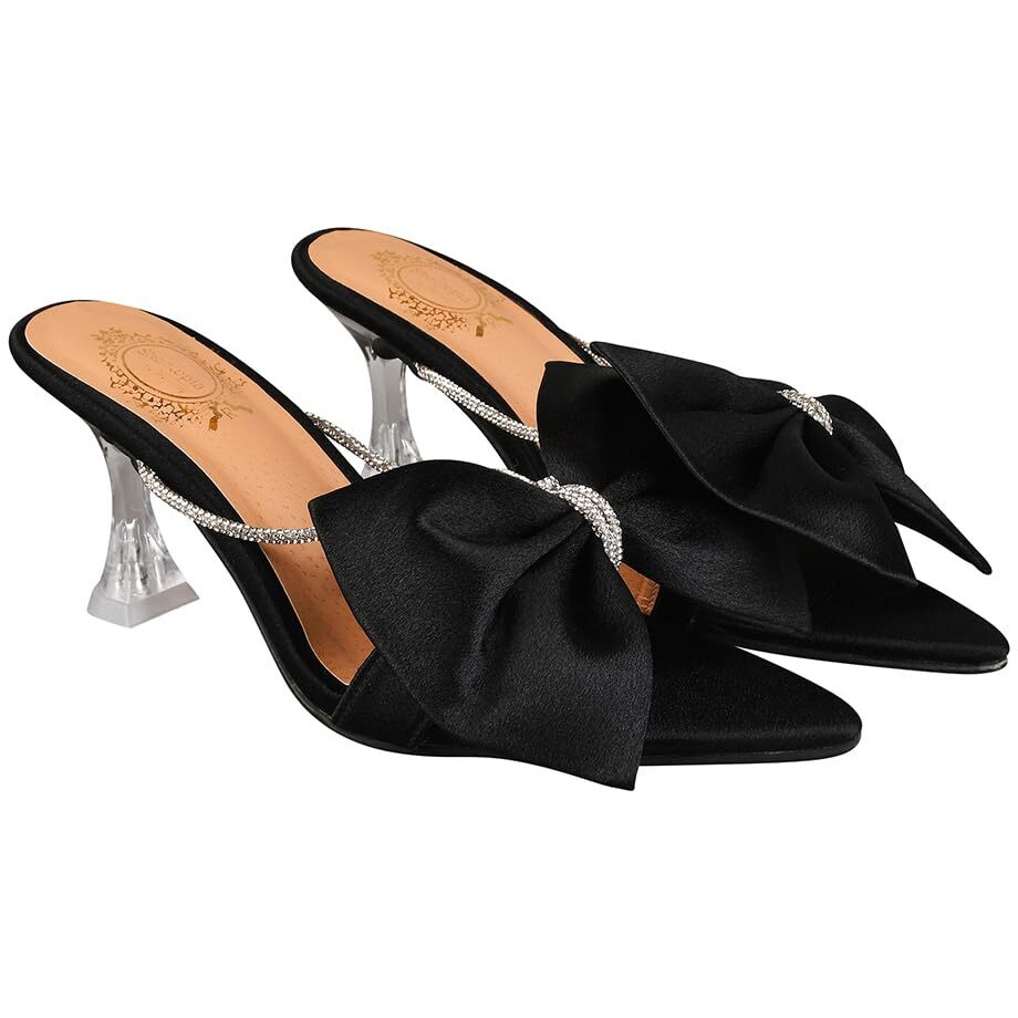 Shoetopia Womens Ultra Black Heeled Sandal - 8 Uk (Ultra-Black)