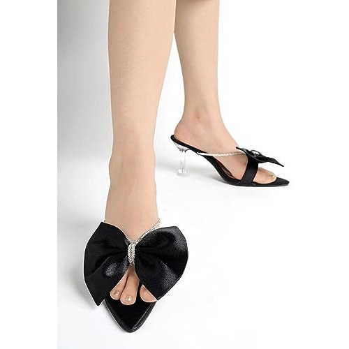 Shoetopia Womens Ultra Black Heeled Sandal - 8 Uk (Ultra-Black)