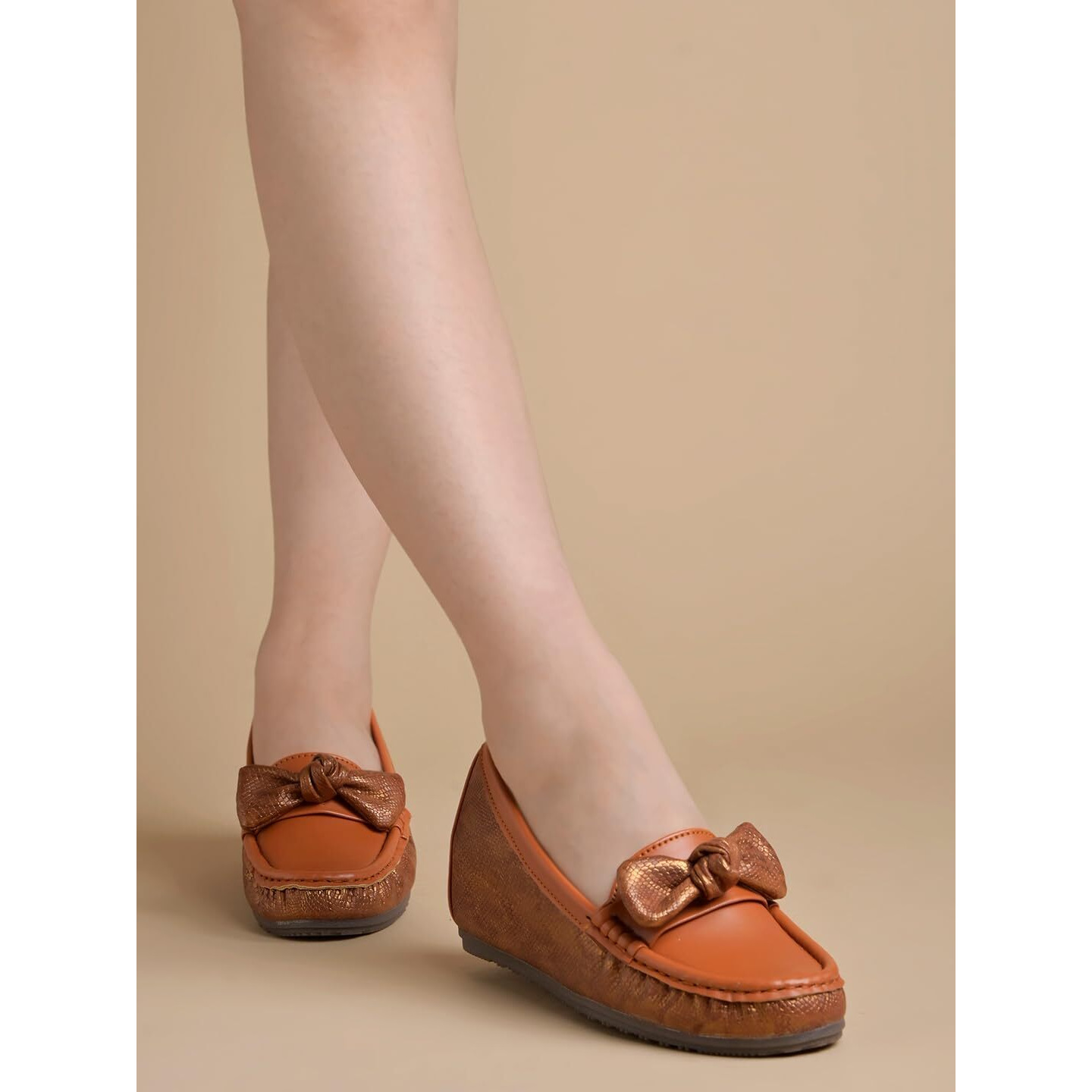 Shoetopia Women's Block Heel Loafers Tan