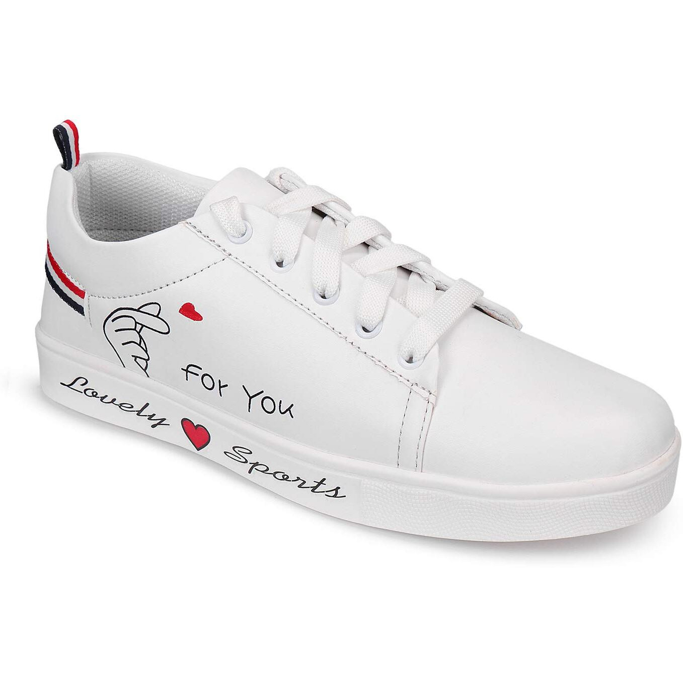 Shoetopia - Since 1998 Womens & Girls White Stylish Lace Up Casual Sneakers-Eu36