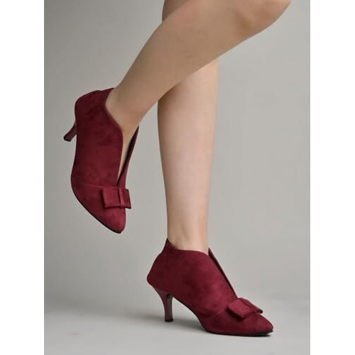 Shoetopia Women's Cherrysuede Ankle Boot Heels  Pointed Toe With Bow Detail, Stylish & Comfortable Shoes Eu41