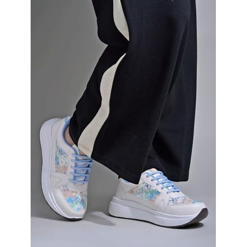 Shoetopia Women's Flat Sneakers Blue,7 Uk