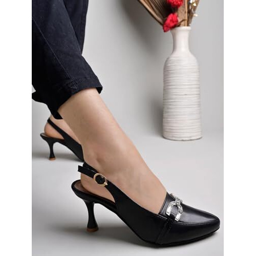 Shoetopia Women's Block Heel Pumps Black