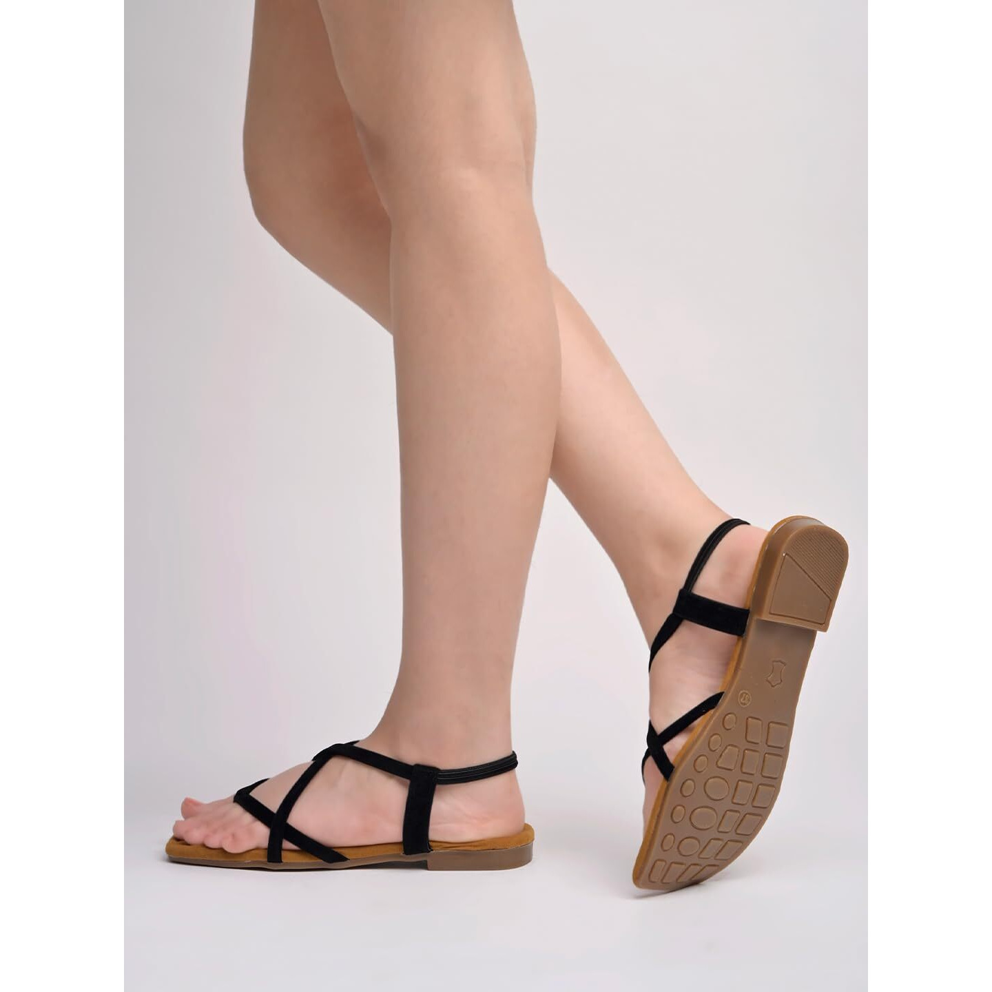 Shoetopia Casual Black Flat Sandals For Women & Girls /Eu40
