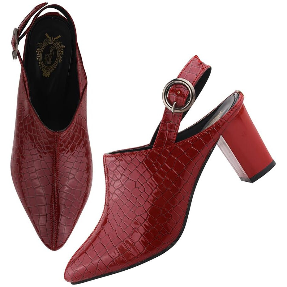 Shoetopia Croco Print Stylish Pointed Toe Cherry Pumps For Women & Girls-Eu37