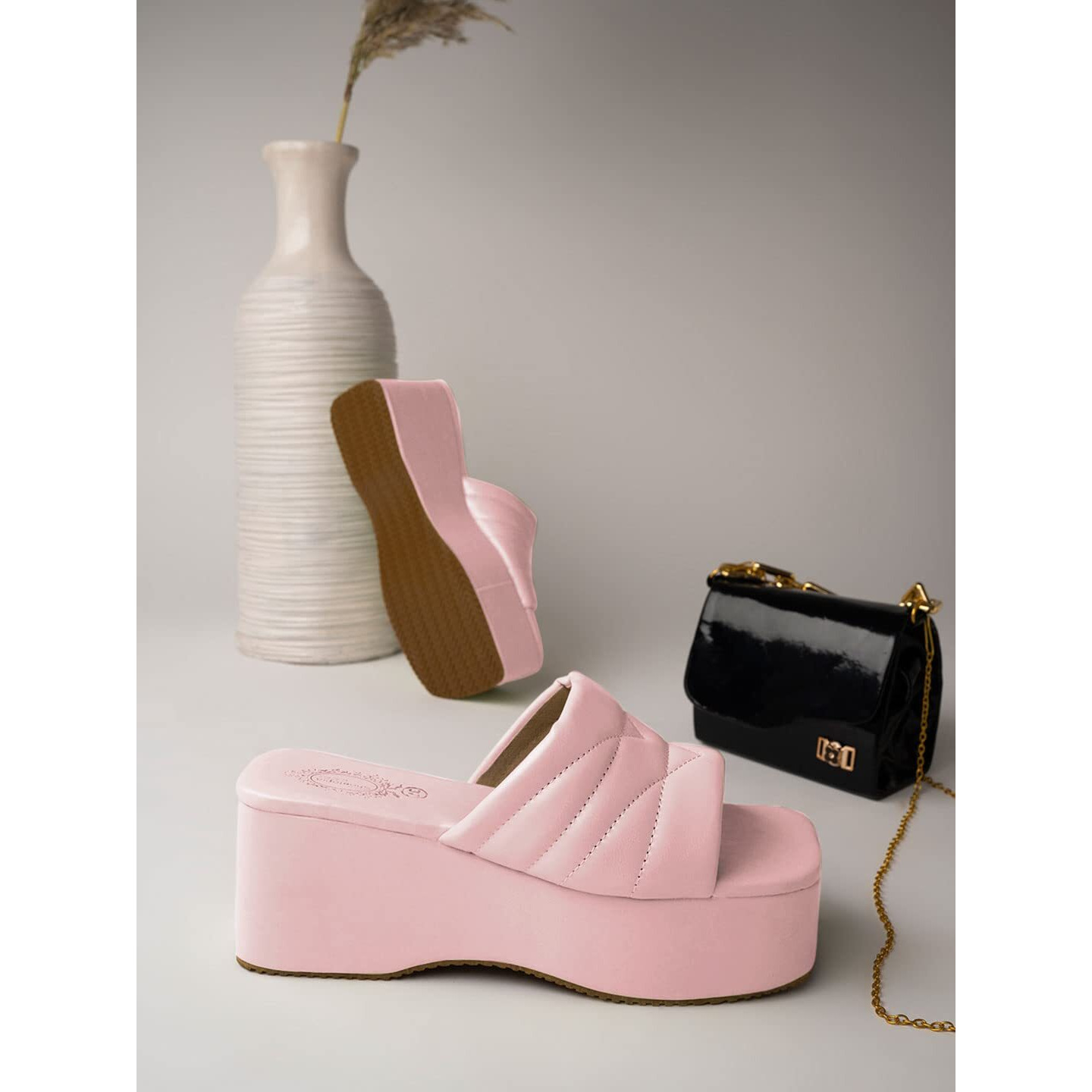 Shoetopia Retro Style Mauve Platform Heels For Women & Girls /Uk8