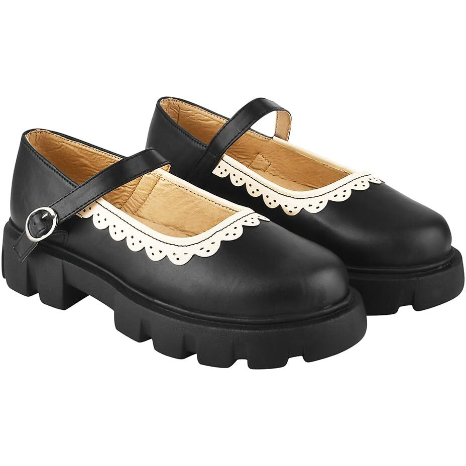 Shoetopia Round Toe Black Mary Janes Bellies For Girls-Eu38