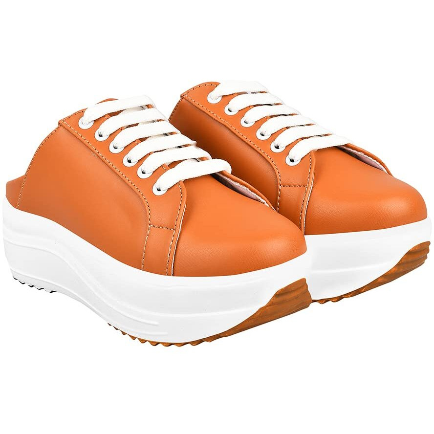 Shoetopia Women's Slip-On Sneakers | Light Weight & Comfortable With Cushioned Footbed | Stylish Shoe Sneakers For Women Tan-Eu38