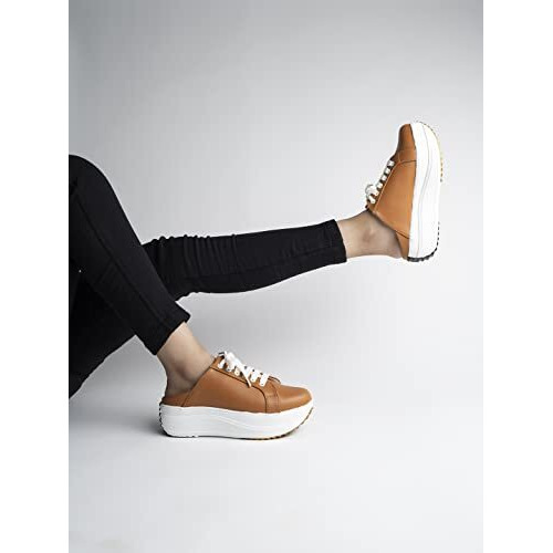 Shoetopia Women's Slip-On Sneakers | Light Weight & Comfortable With Cushioned Footbed | Stylish Shoe Sneakers For Women Tan-Eu38