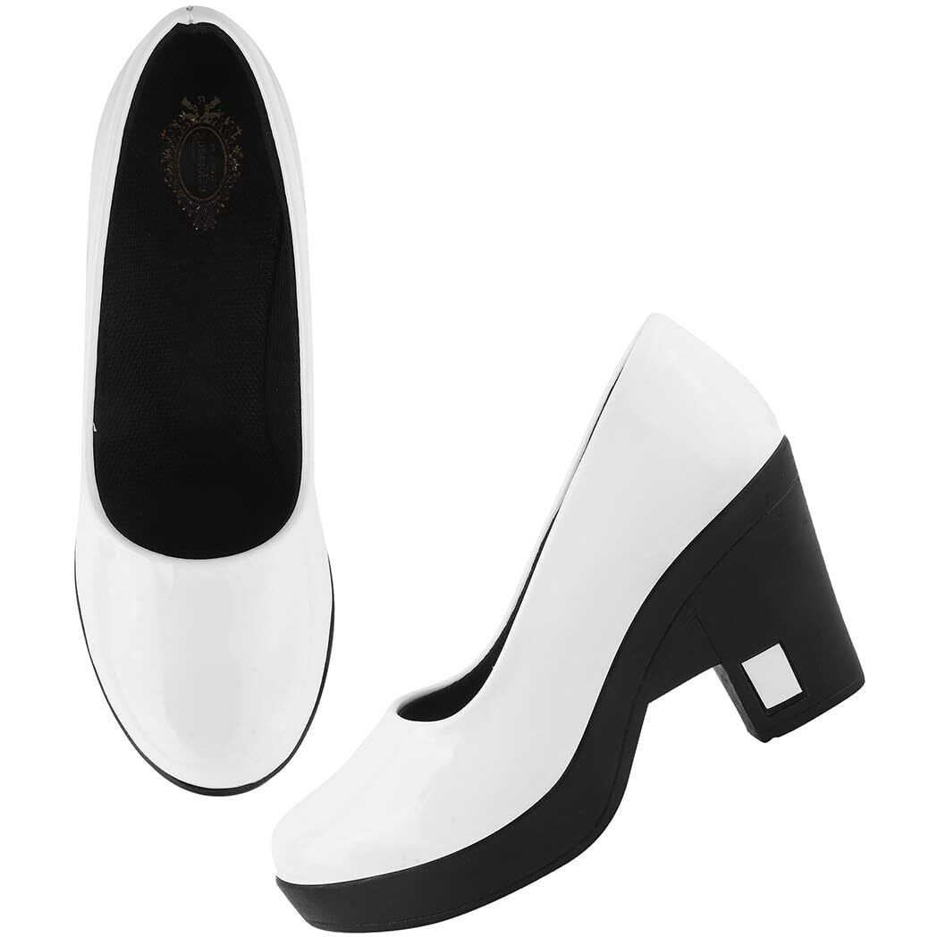 Shoetopia Solid White Pumps For Women & Girls-Eu41