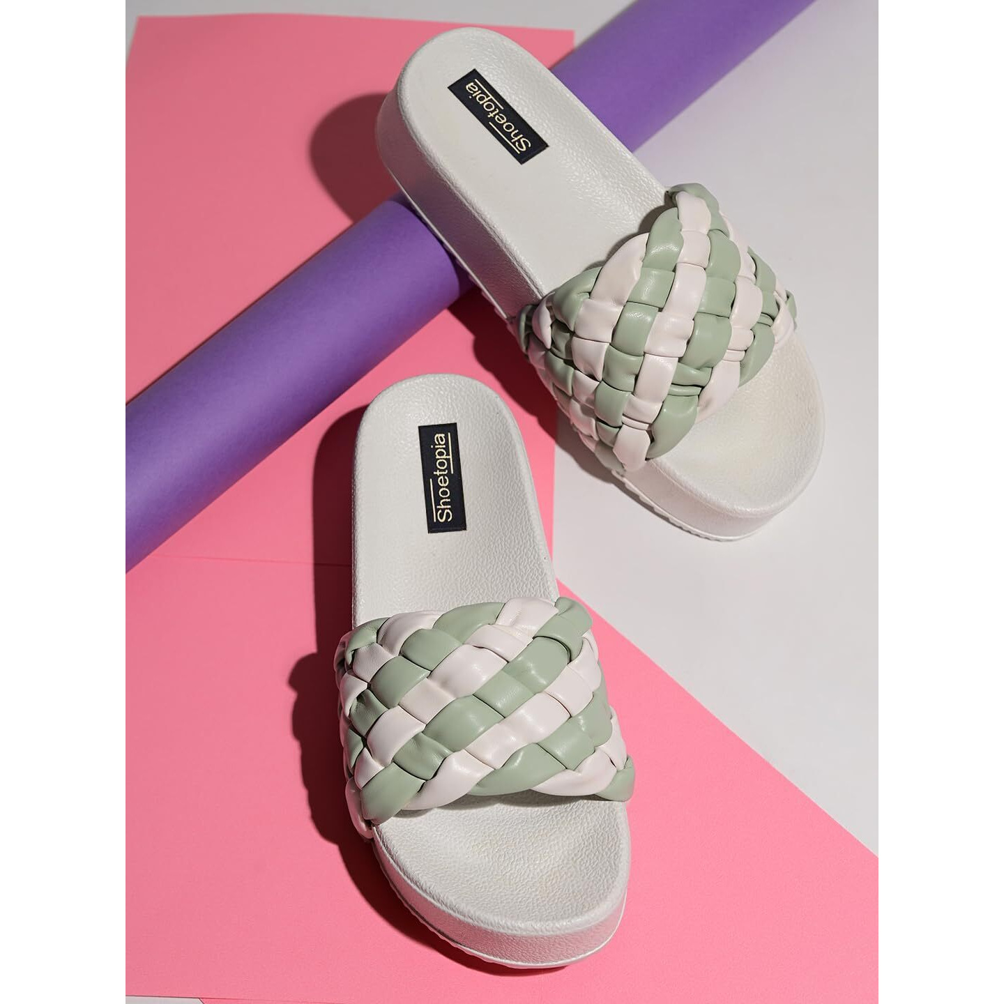 Shoetopia Women And Girls Green Flatform Heel Sandal