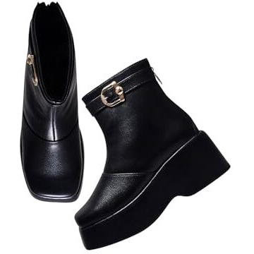 Shoetopia Ankle Length Black Boots For Women /Eu41