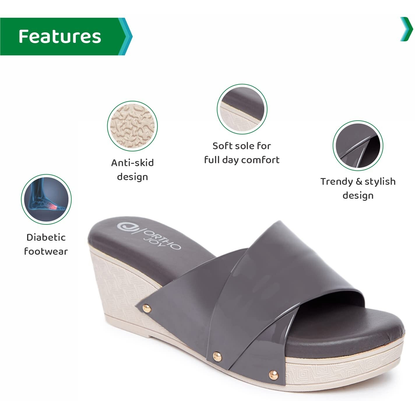 Ortho Joy Fancy Doctor Slippers | Soft Chappal For Women | Comfortable Wedges Sandals For Women Stylish