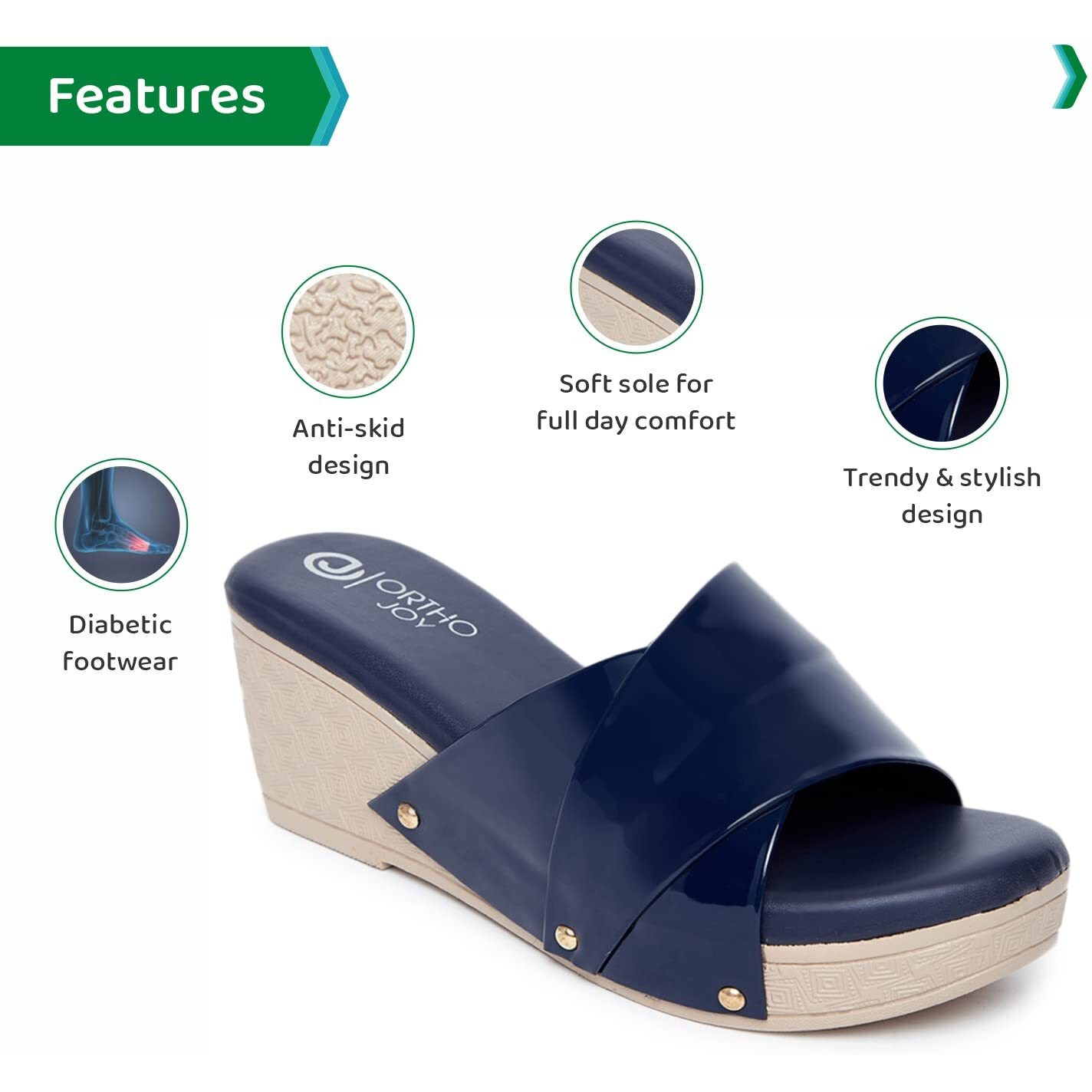 Ortho Joy Fancy Doctor Slippers | Soft Chappal For Women | Comfortable Wedges Sandals For Women Stylish