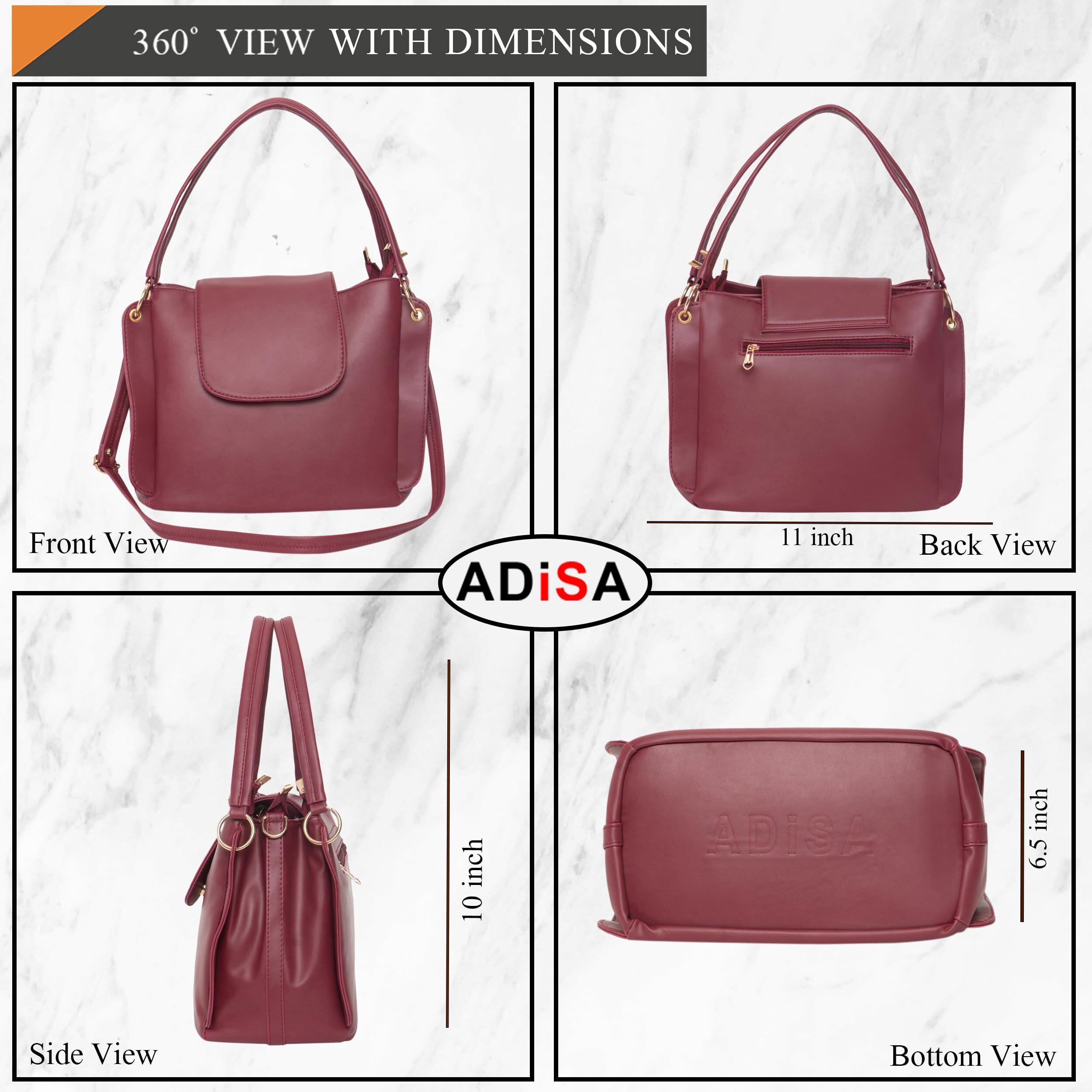 Adisa Shoulder Handbag Bag For Women And Girls With Sling Belt (Ad4055-Mar)