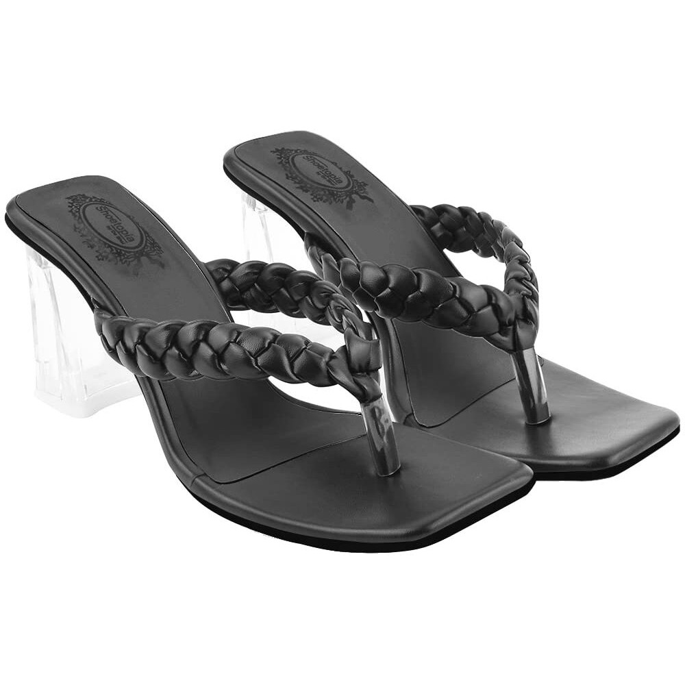 Shoetopia Women's Flat Sandal/Black /Eu37 / Uk4