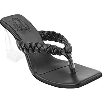 Shoetopia Women's Flat Sandal/Black /Eu37 / Uk4