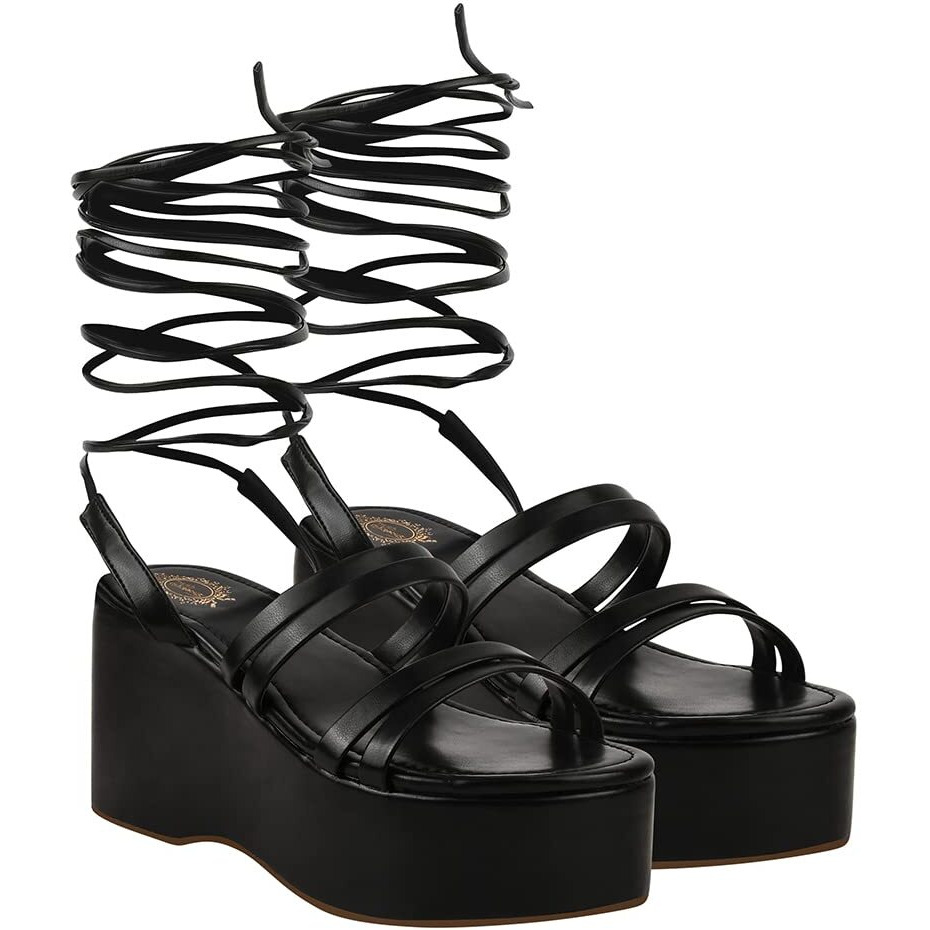 Shoetopia Retro Style Black Platform Heels For Women & Girls /Uk7