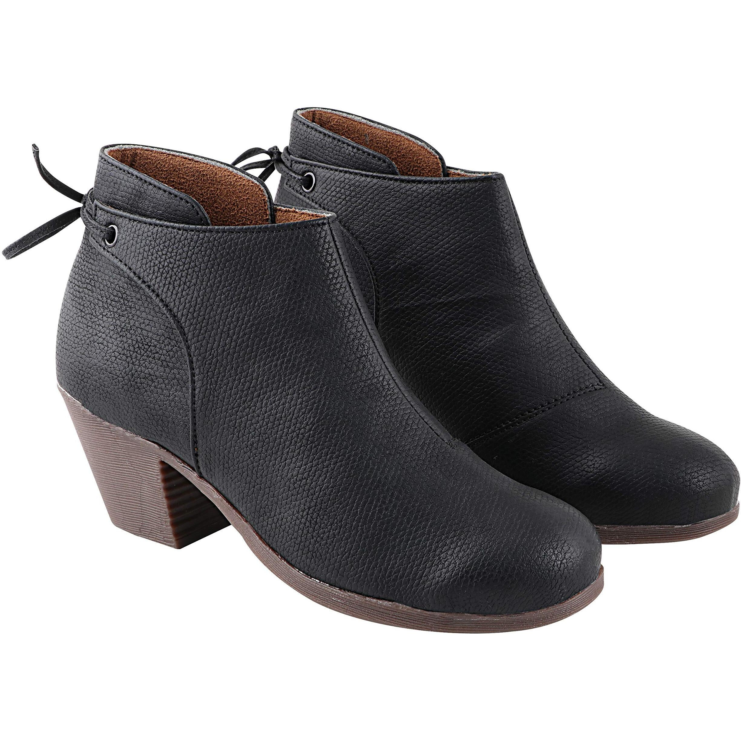 Shoetopia Girls Boot-Lace Black Ankle Boot - 8 Uk (Girls-Boot-Lace-Black)