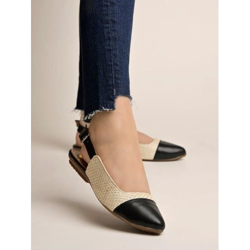 Shoetopia Women's Black Block Heel Bellies  Stylish & Comfortable Ballet Flats For Office, And Parties Eu36