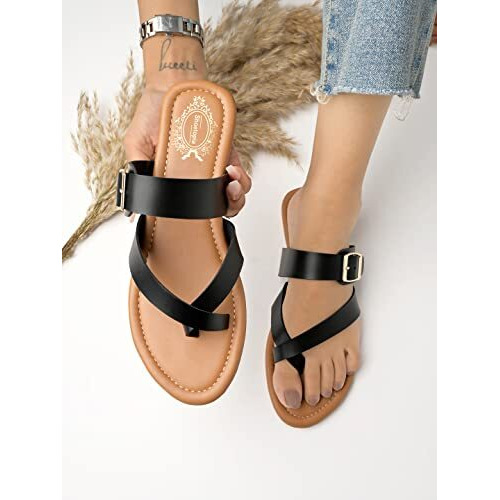 Shoetopia Stylish Side Buckle Detailed Black Flats For Women & Girls /Uk9