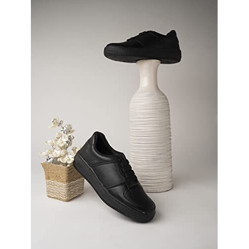 Shoetopia Girls Air Black Sneaker - 4 Uk (Girls-Air-Black)