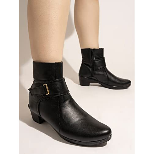 Shoetopia Women's Flat Boots/Black /Eu36 / Uk3