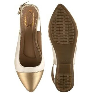 Shoetopia Women's Golden Block Heel Bellies  Stylish & Comfortable Ballet Flats For Office, And Parties Eu42