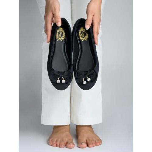 Shoetopia Girls Belly-Velvat Black Ballet Flat - 7 Uk (Girls-Belly-Velvat-Black)