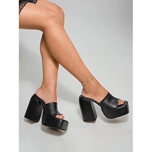 Shoetopia Girls Daddy Black Heeled Sandal - 3 Uk (Girls-Daddy-Black)