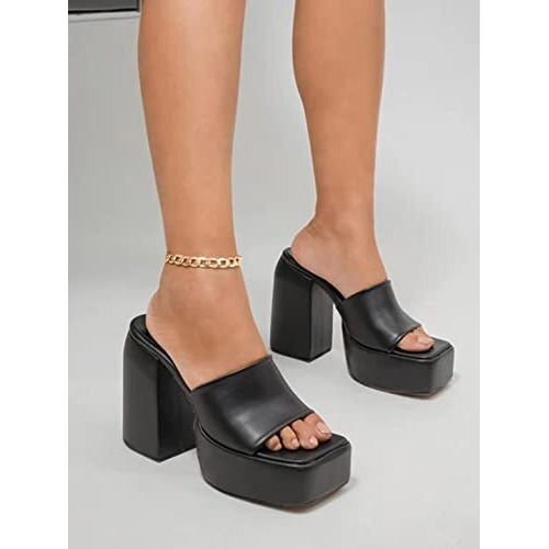 Shoetopia Girls Daddy Black Heeled Sandal - 3 Uk (Girls-Daddy-Black)