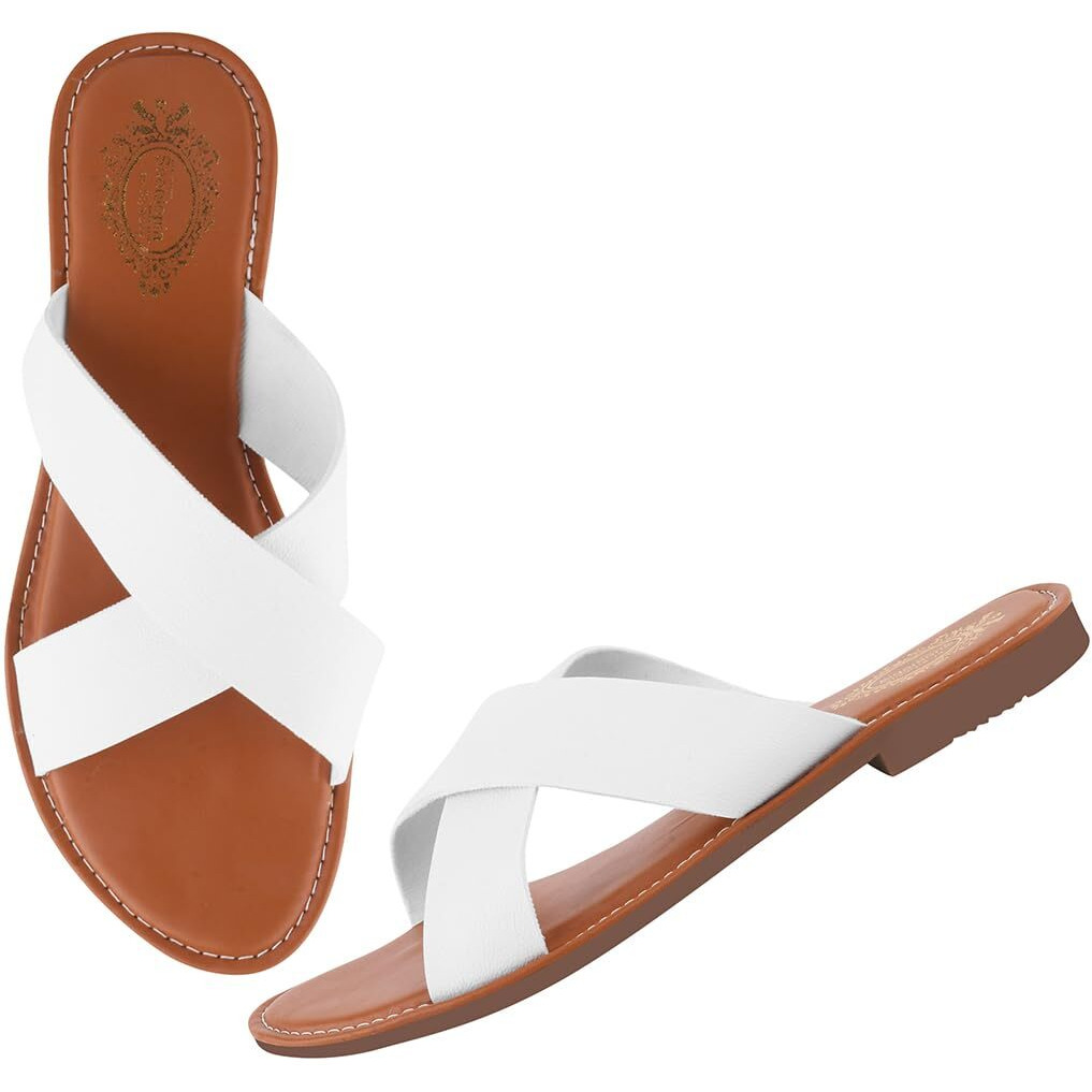 Shoetopia Women's Flat-736 White Flat Sandal-6 Kids Uk (Flat-736-White)-Eu39