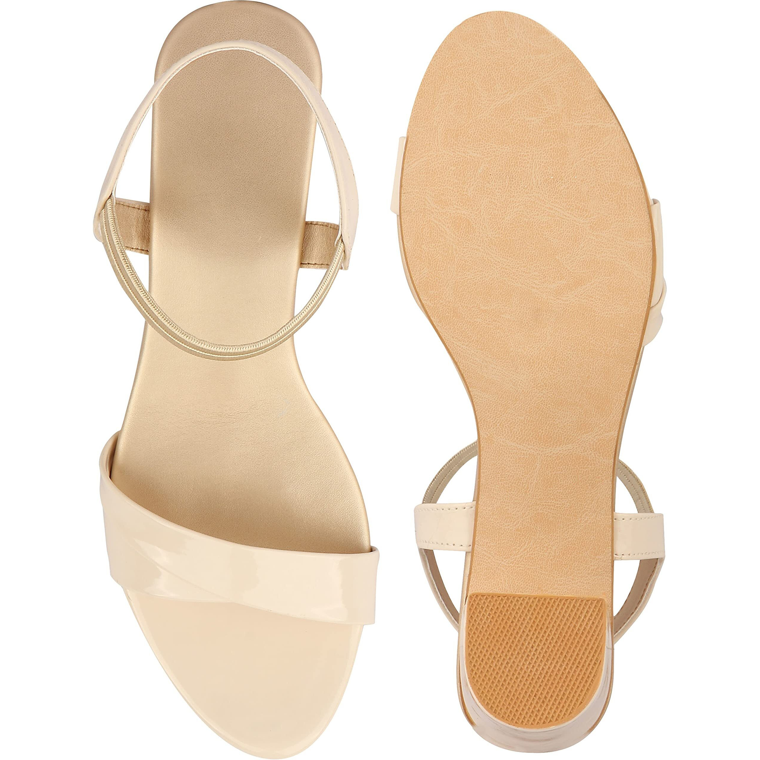 Shoetopia Women's & Girl's Cream Pointed Toe Block Heels