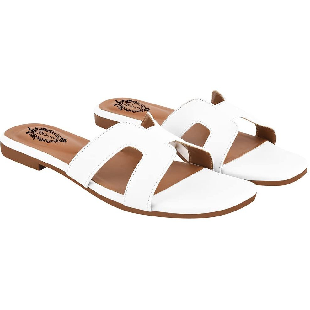 Shoetopia Women's Block Heel Sandal/White /Eu37 / Uk4