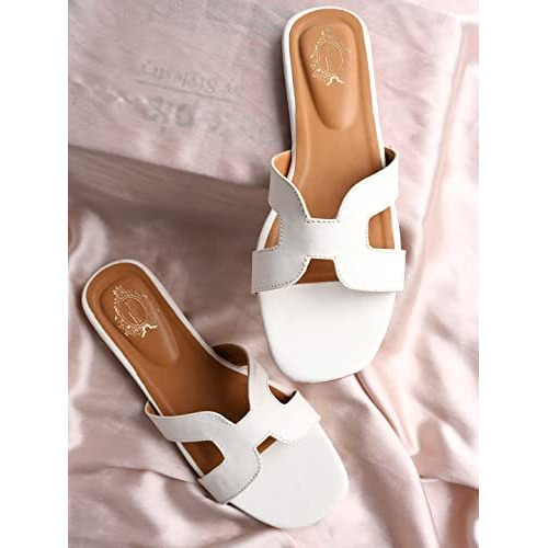 Shoetopia Women's Block Heel Sandal/White /Eu37 / Uk4