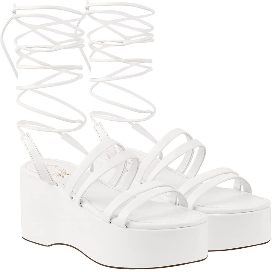 Shoetopia Retro Style White Platform Heels For Women & Girls /Uk5