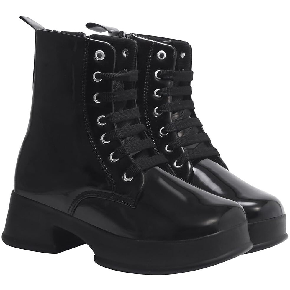 Shoetopia Smart Casual Mid Top Black Boots For Women & Girls /Eu38