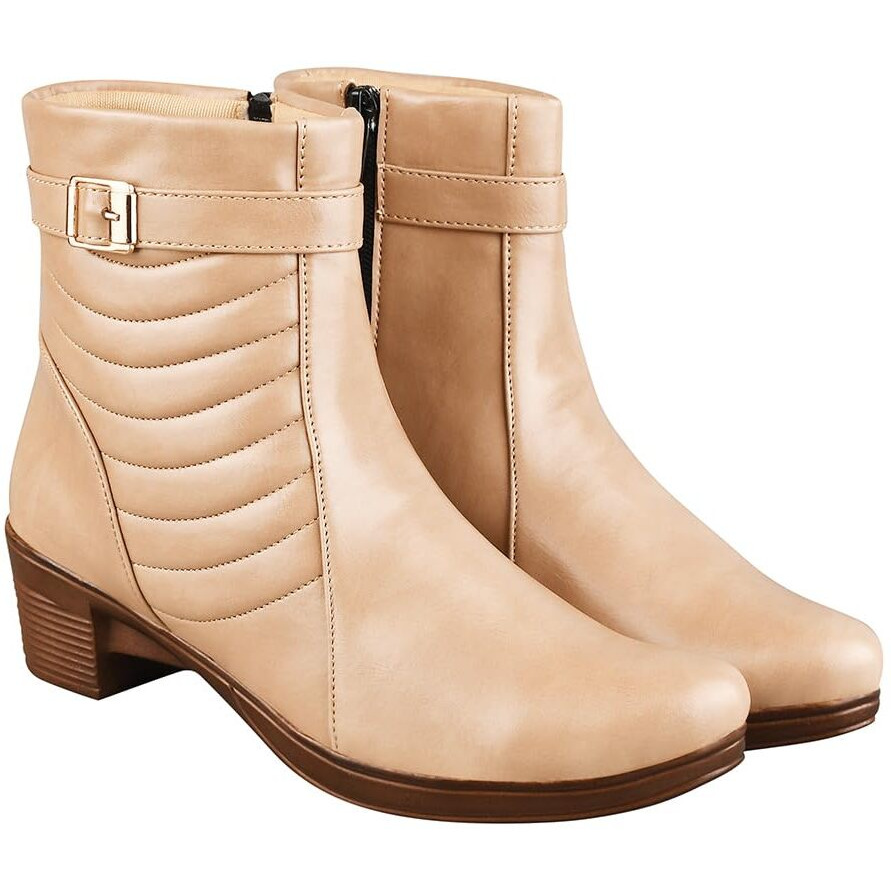 Shoetopia Stylish Cream Boots For Women & Girls /Uk4