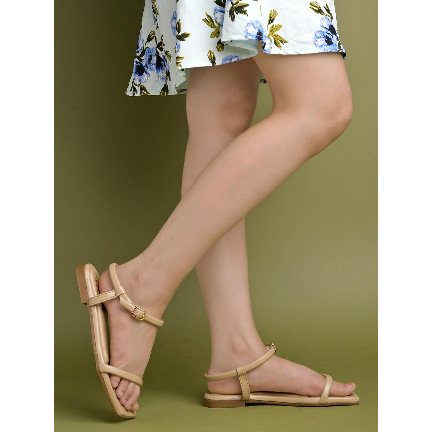 Shoetopia Women's Snd-116 Tan Flat Sandal-8 Kids Uk (Snd-116-Tan)-Eu41