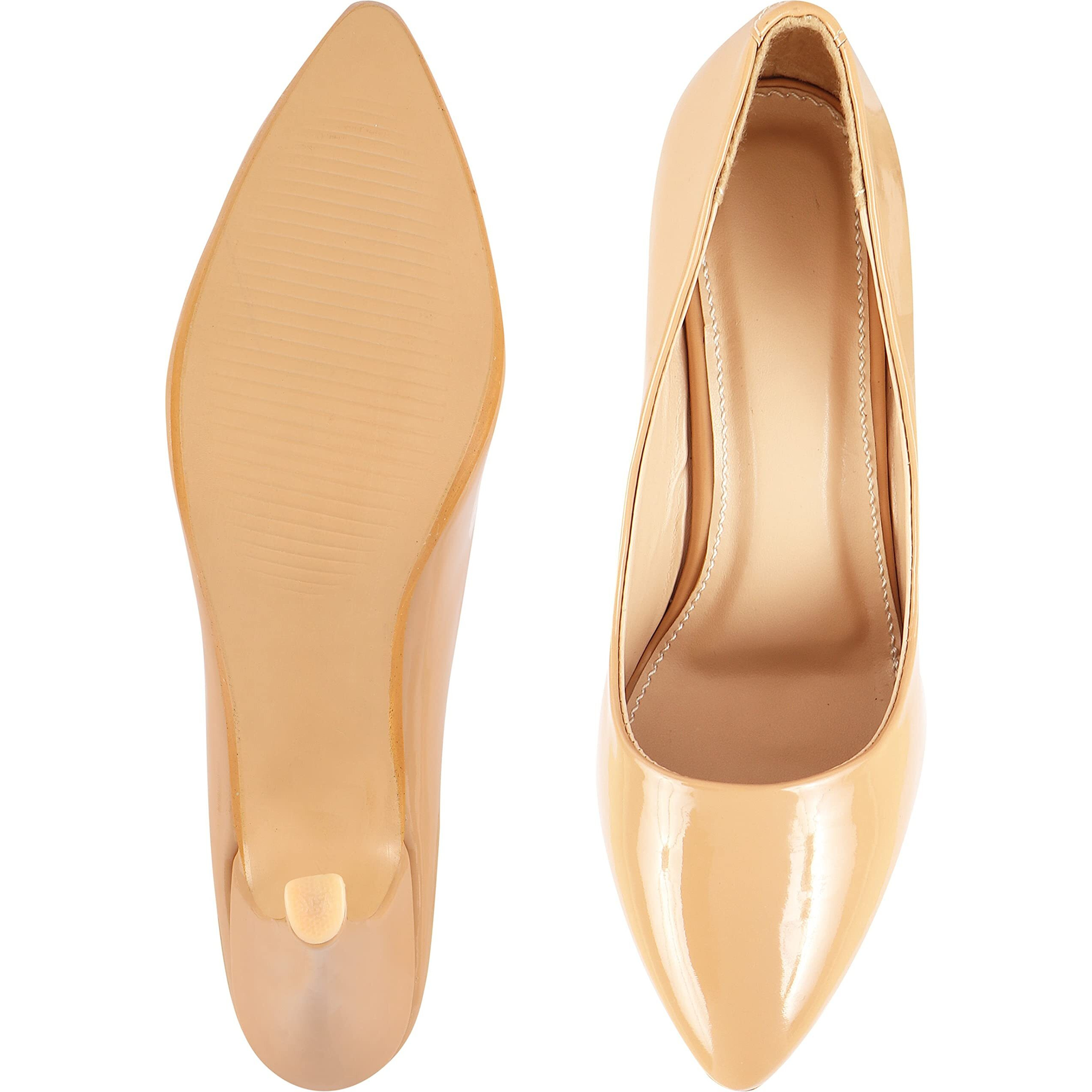 Shoetopia Womens/Girls Tan Solid Stiletto Pumps