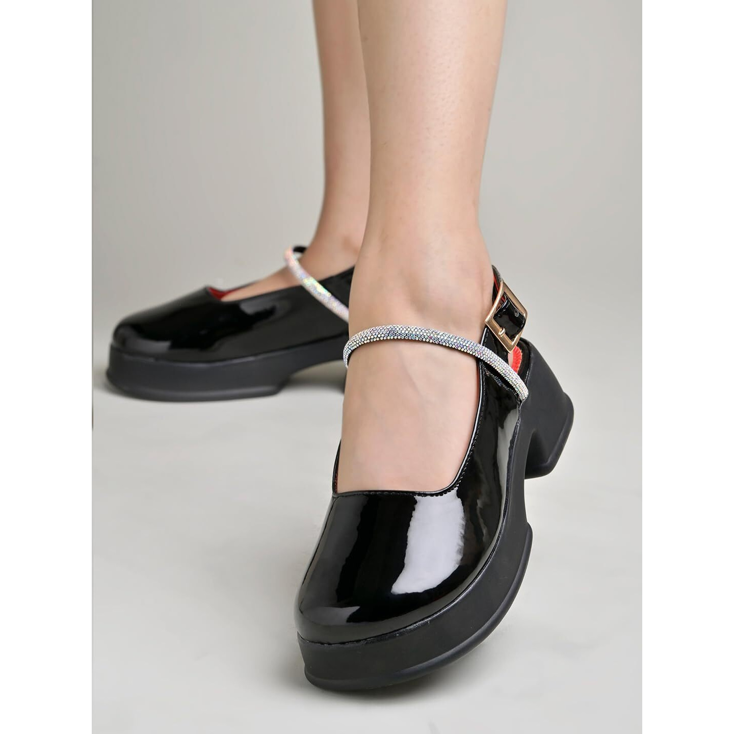Shoetopia Round Toe Black Pumps For Women & Girls-Eu39