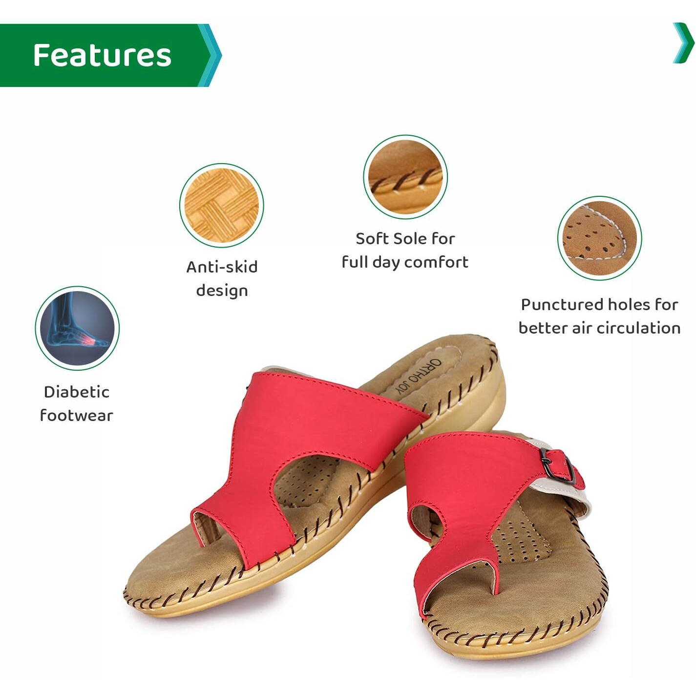 Ortho Joy Pink Extra-Soft Doctor Ortho Women's Flip-Flop Slippers