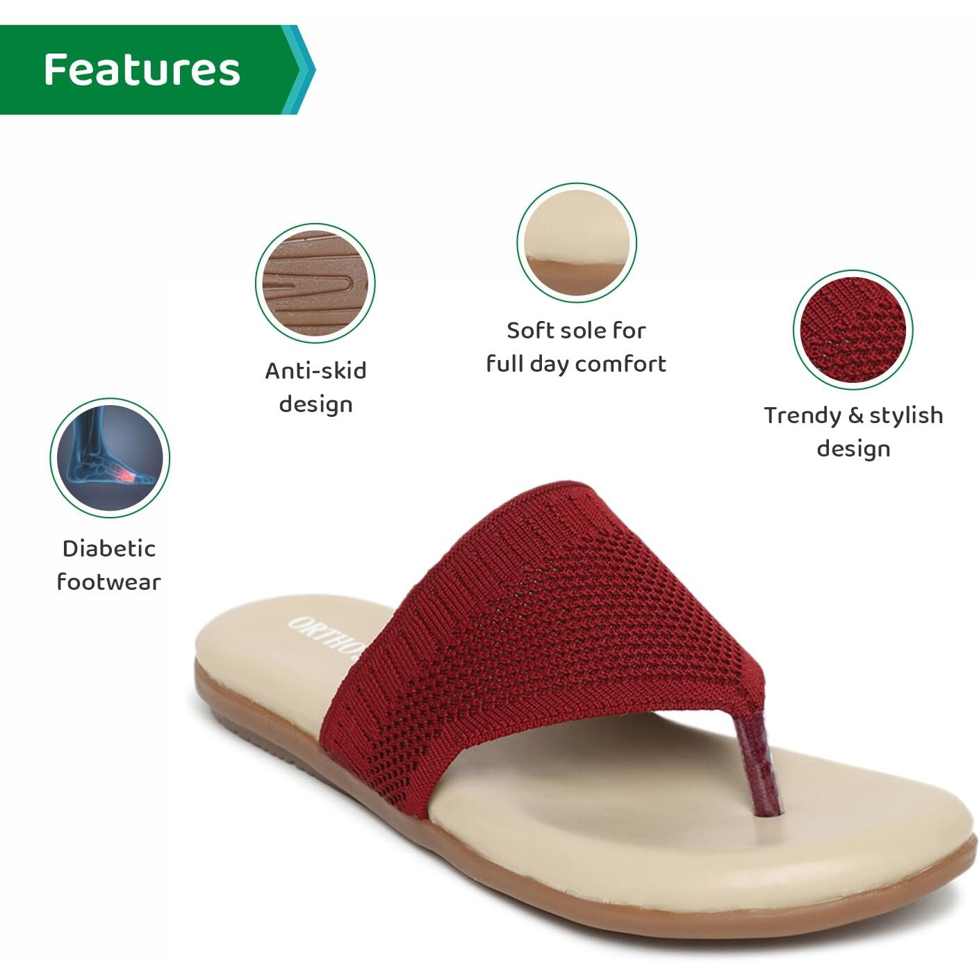Ortho Joy Fancy Doctor Slippers | Comfortable Flat Sandals For Women Stylish